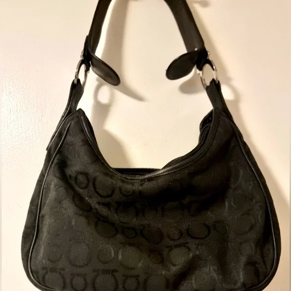 Ferragamo Black Leather Fabric shoulder Bag. Professionally restored. Dust bag - Picture 8 of 10